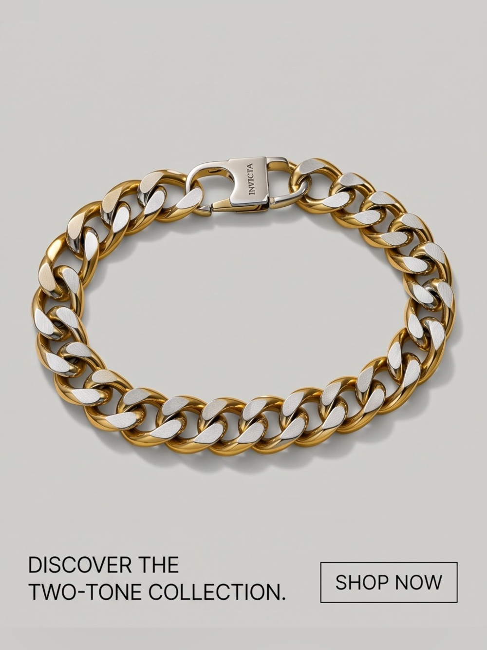 Men’s Invicta Two-Tone Curb Chain Bracelet - Gold & Silver